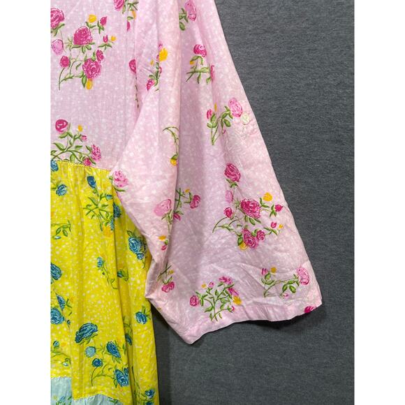 Mary Marshmallow Block Color Flowered Tiered Dress Size L/XL $198 - Picture 5 of 9